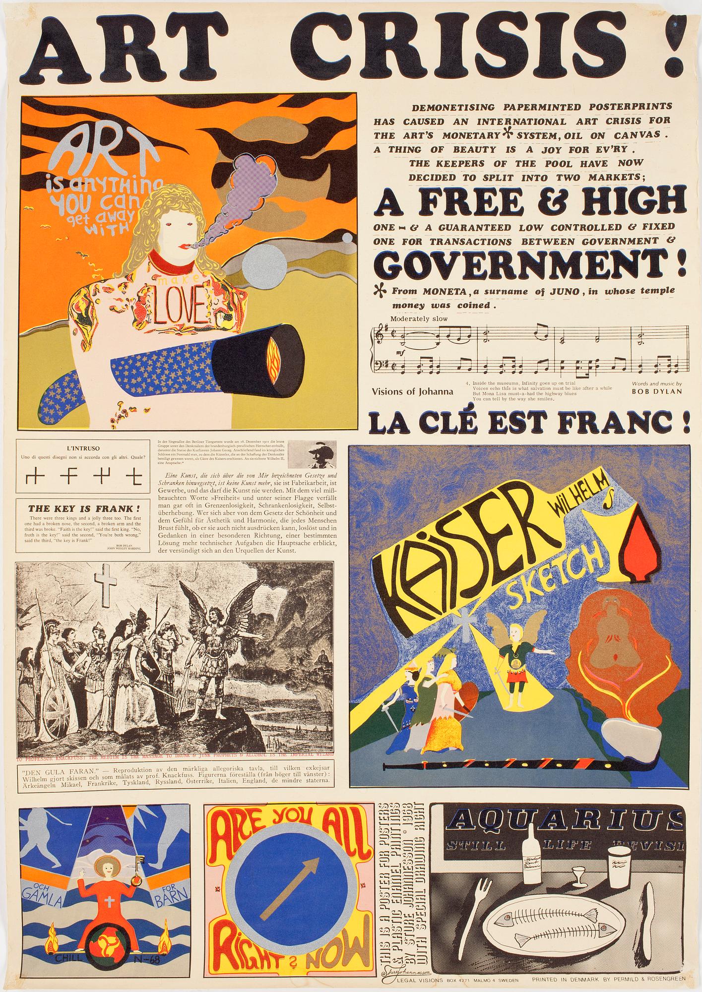 STURE JOHANNESSON, affisch, "Art Crisis".1968.