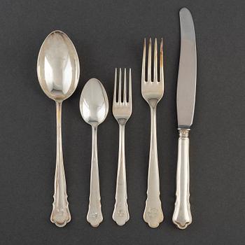 A 58-piece 'Chippendale' silver cutlery service, 20th Century.