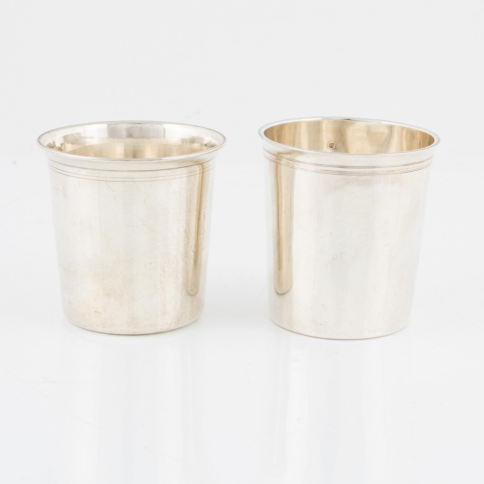 Two French Silver Beakers, 19th century.
