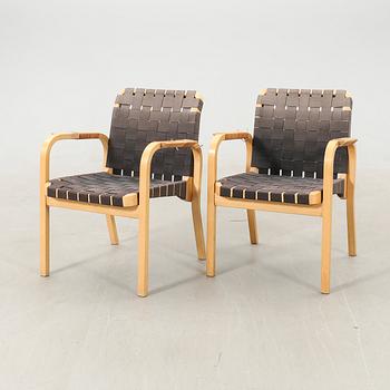 Alvar Aalto, a pair of armchairs model number 45, Finland, late 20th century.