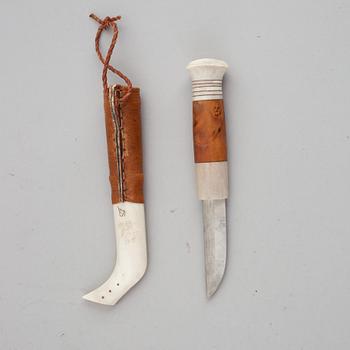 Per Erik Svonni, a Sami reindeer horn knife, signed P.E. Sv.