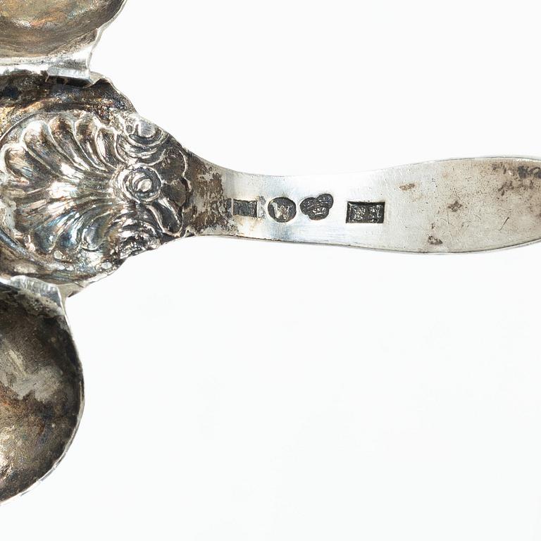 Tea strainers, 3 pcs, silver, Sweden and Finland, 19th century.