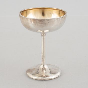 Six cocktail glasses, silver, KG MGAB Uppsala, 1919-1930.