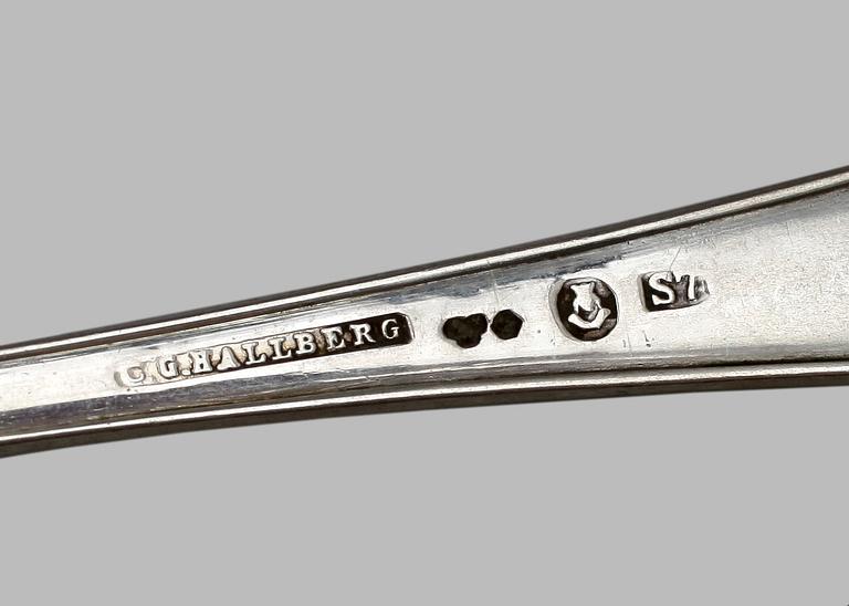 PARTI BESTICK, silver. Bl a Samuel (Sam.)Pettersson, Lindköping, 1882. 1800-tal. Totalvikt ca 1200 g.