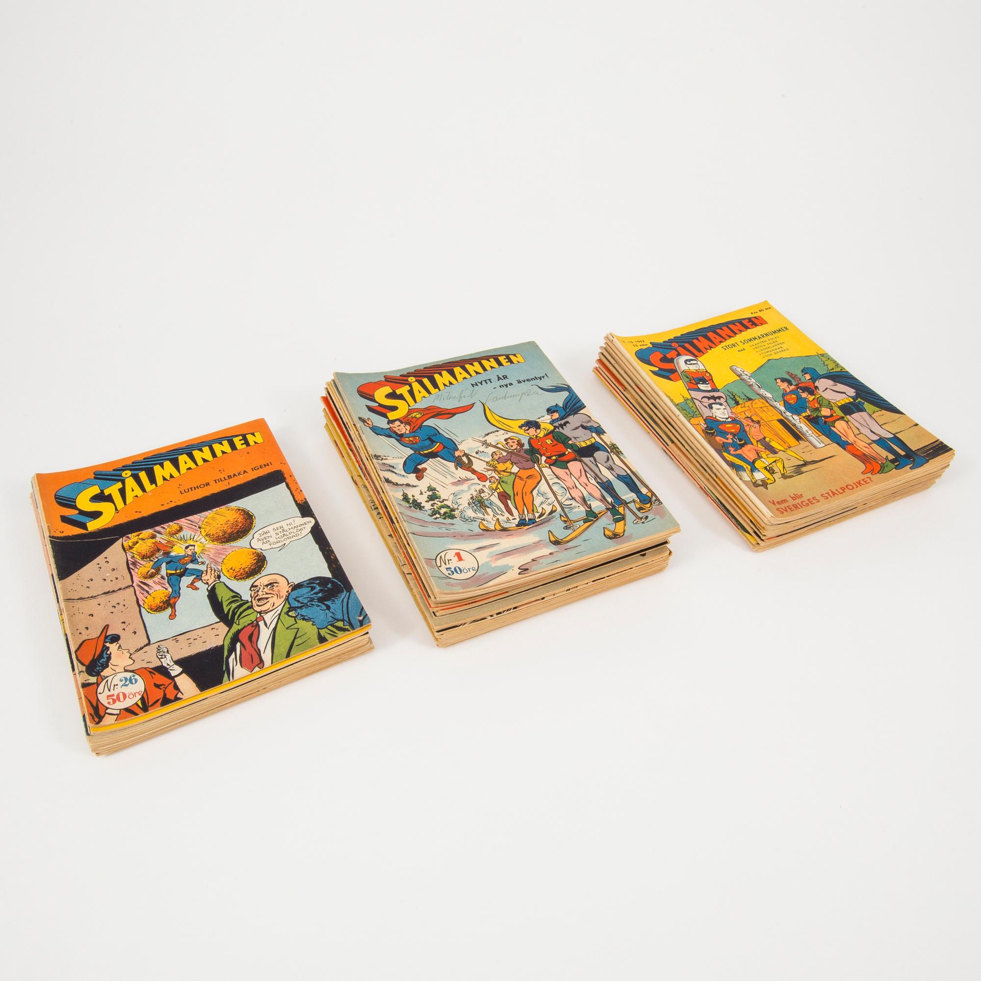 STÅLMANNEN, serietidningar, kompletta årgångar 1950-1953.
