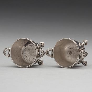 A pair of Swedish 18th century silver miniature bowls and covers, mark of Simson Ryberg, Stockholm 1776.