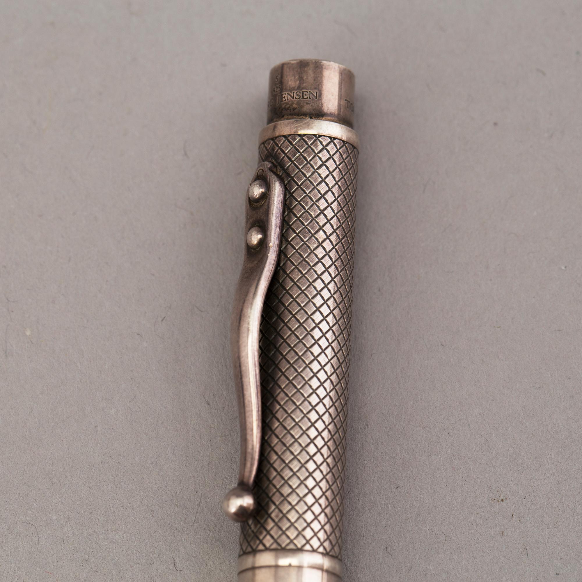 A second half of the 20th century sterling silver pen by Torsten Thorup for Georg Jensen, Denmark.