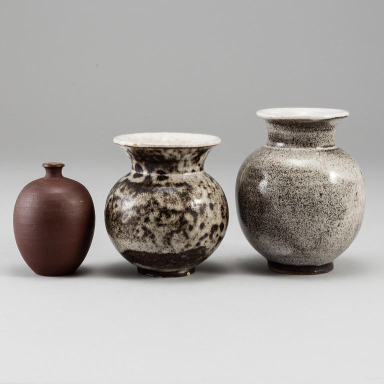 OTTO LINDIG, three stoneware vases, signed.
