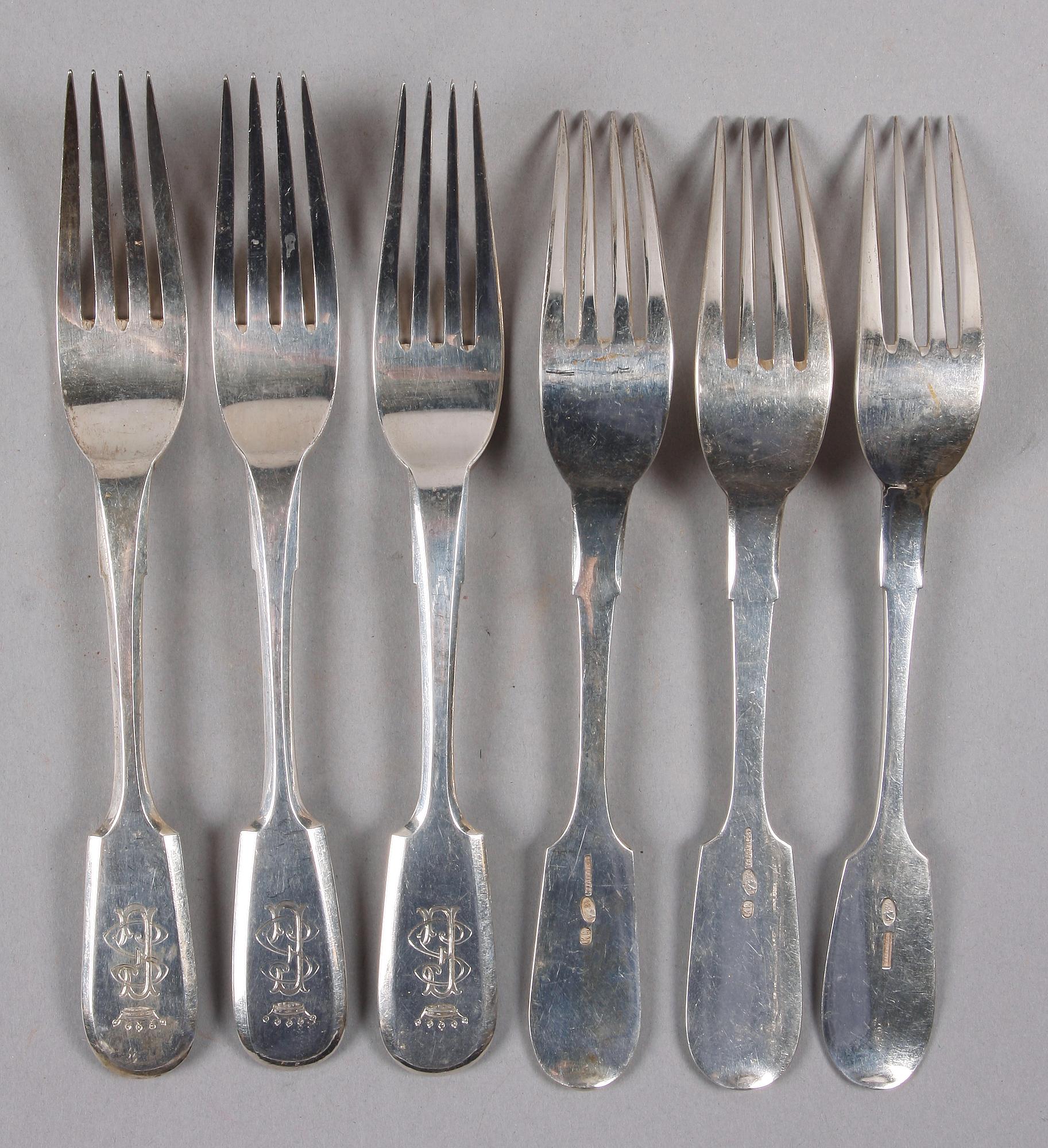 MATBESTICK, 12 st, silver, Ryssland sent 1800-tal.