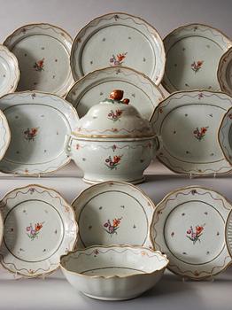 A famille rose dinner service, Qing dynasty, Qianlong (1736-95). (73 pieces).