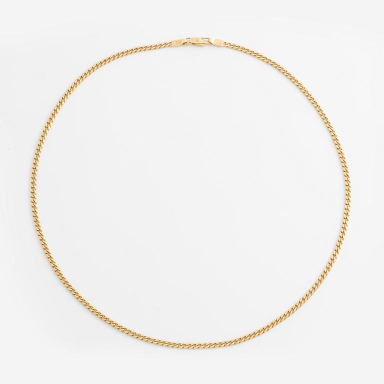 Necklace, gold, curb chain.