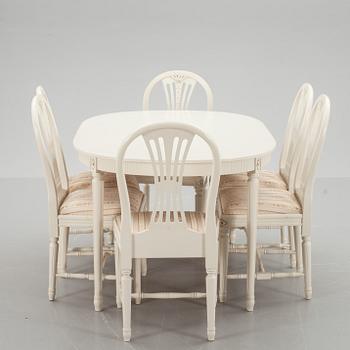 MATSALSMÖBLEMANG, 9 delar, gustaviansk stil, 1900-talets slut.