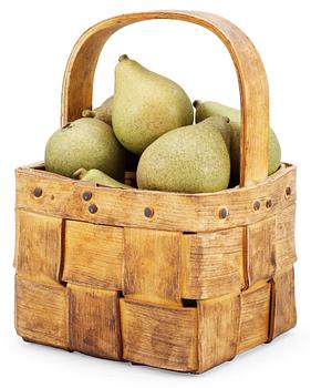 1200. An Ingrid Herrlin stoneware basket with 14 pears.
