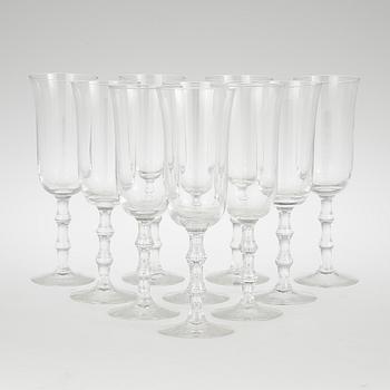 CHAMPAGNESTRUTAR, 10 st, "Salut", Simon Gate, Orrefors, 1900-talets andra hälft.