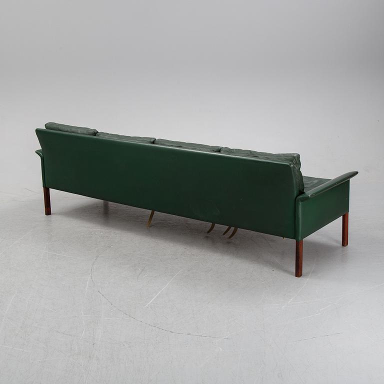 Hans Olsen, a green leather sofa, Denmark, 1960's.