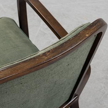 Sigurd Lewerentz, attributed, a stained beech easy chair, Gemla, Diö, 1930's.