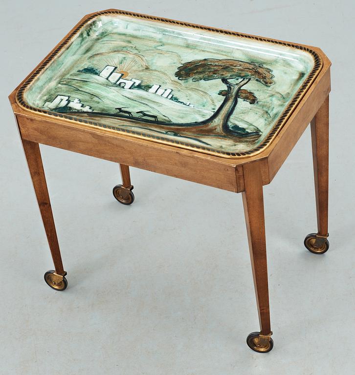 A Josef Ekberg cream-ware tea table, Gustavsberg 1930.