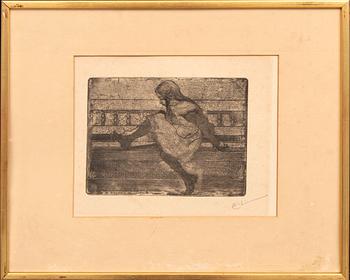 Carl Larsson, etching signed.