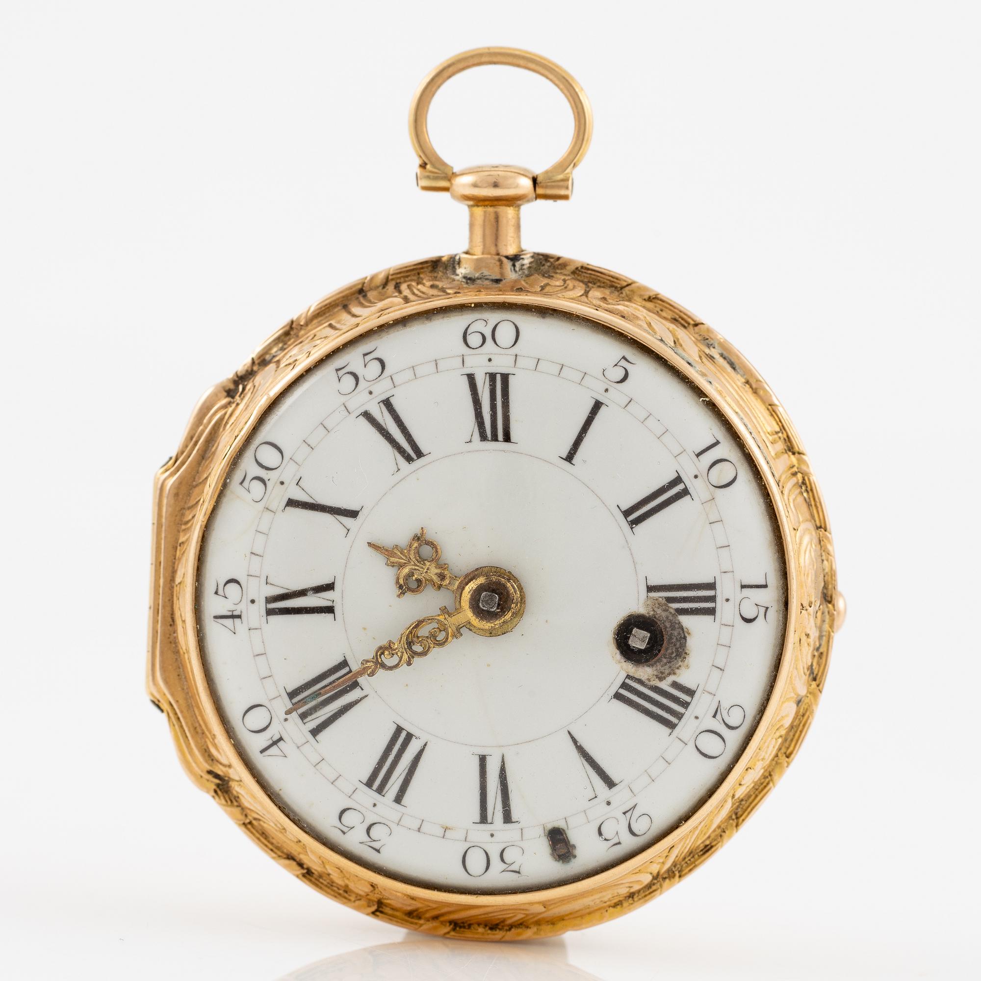 An 18k gold pocket watch by J. Ekeroth (watchmaker in Stockholm 1755-66).