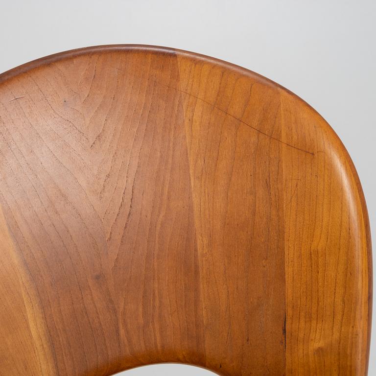 Niels Koefoed, eight teak dining chairs upholstered in new sheep skin, Denmark, 1960's.