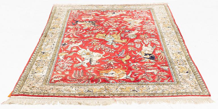 Matta, semiantik/old silke Ghom, ca 206 x 137 cm.