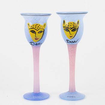 Ulrica Hydman-Vallien, eight glasses, 'Dear', Kosta Boda.