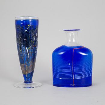 BERTIL VALLIEN, two glass vases, Kosta boda.