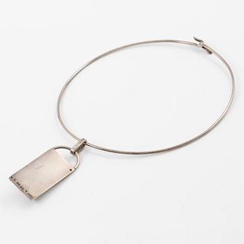 Sigurd Persson, neck ring with pendant, sterling silver, Stockholm 1995.