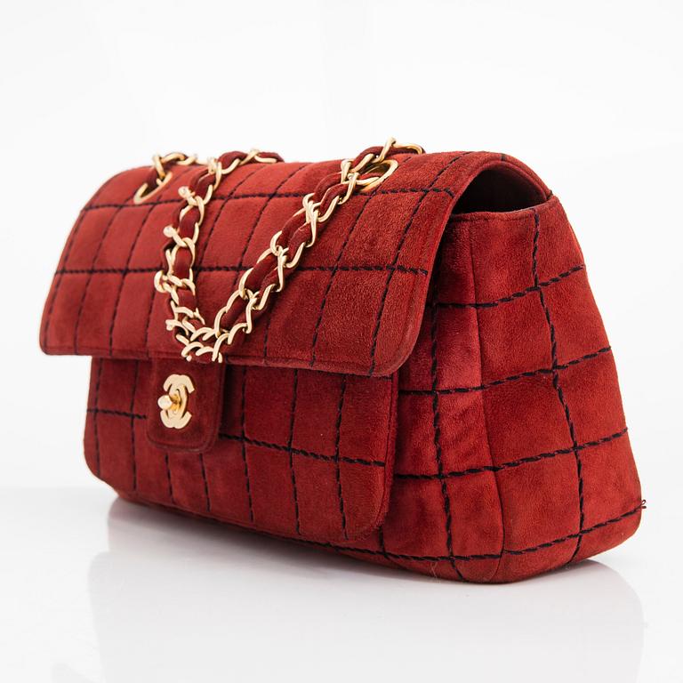 Chanel, a Suede Chocolate bar flap bag, 2000-2002.