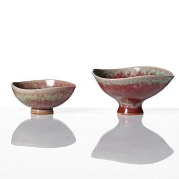 Berndt Friberg, vaser 8 st och skålar, 3 st, Gustavsbergs studio 1960-70-tal.
