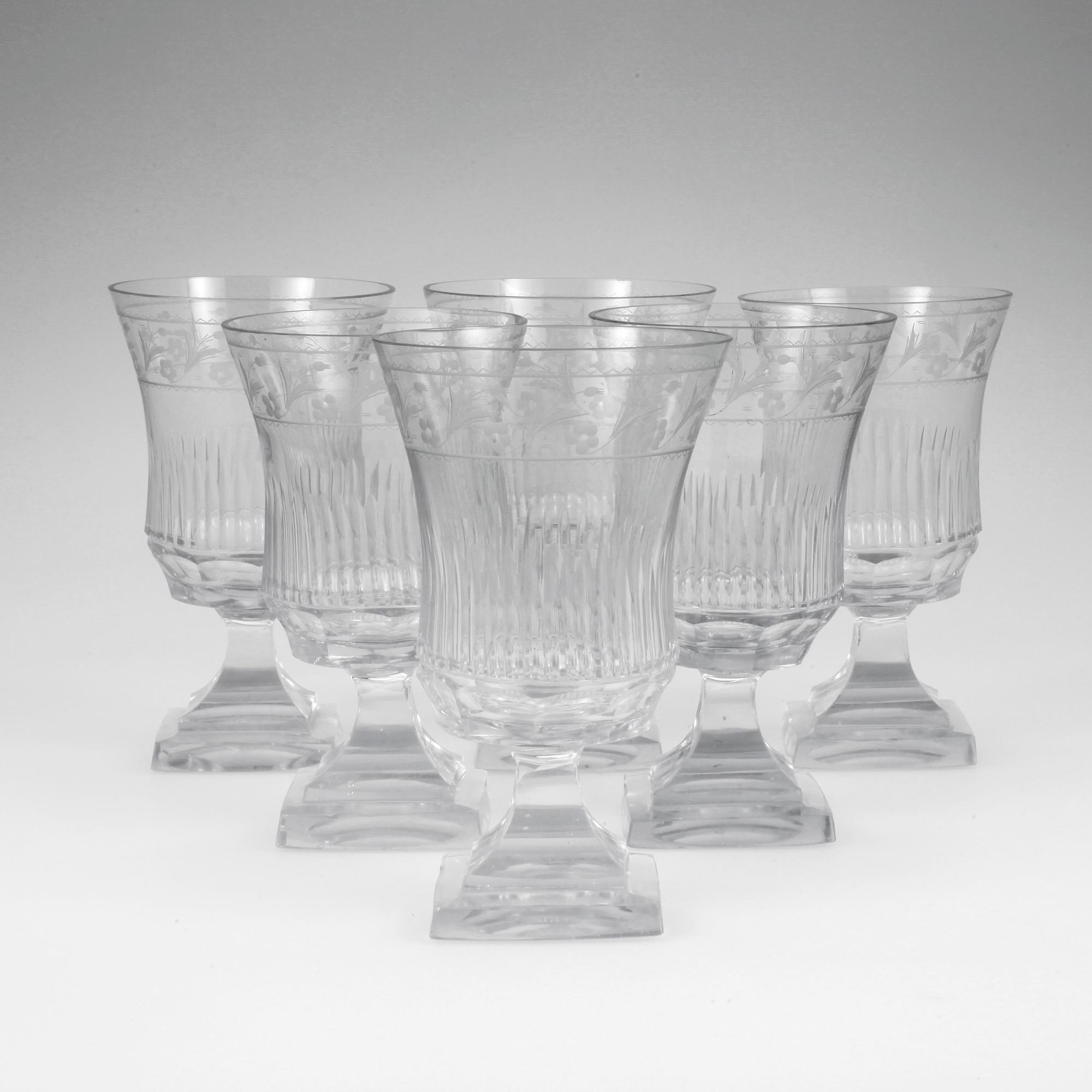 RÖDVINSGLAS, 6 st, 1800-tal.