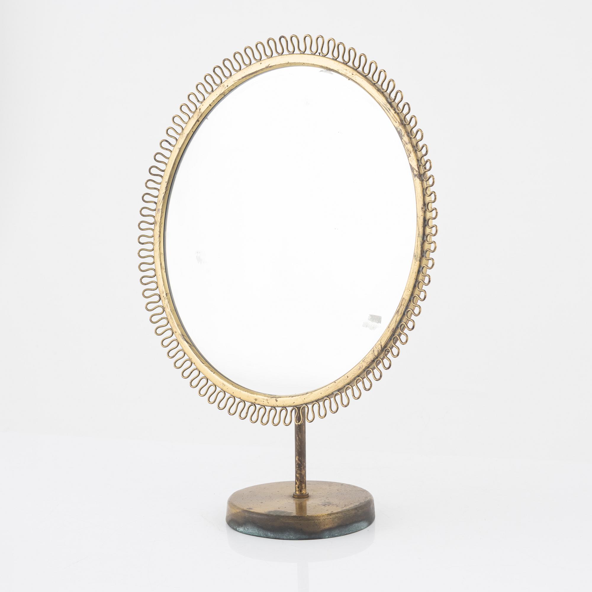 Bordsspegel, mässing, möjligen Nordiska Kompaniet, omkring 1900-talets mitt.