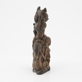 An indonesian wooden scultpure and placque, 20th Century.
