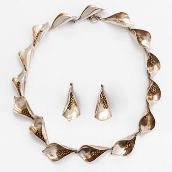Gertrud Engel, a silver necklace and earrings for Anton Michelsen Denmark.