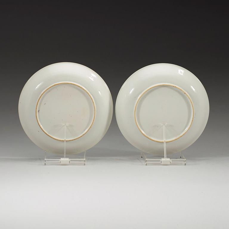 A pair of famille rose dishes, Qing dynasty, 18th Century.