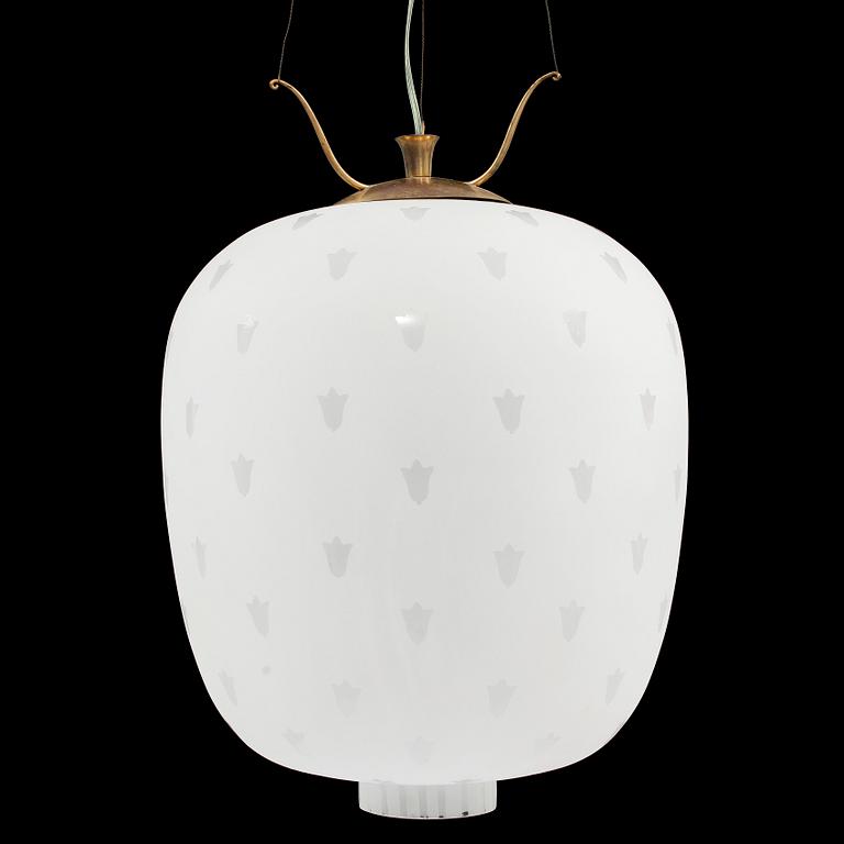 TAKLAMPA, möjligen Orrefors, omkring 1900-talets mitt. Höjd 54 cm.