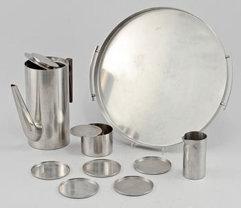 SERVISUPPSÄTTNING, 9 delar, "Cylinda-Line", Arne Jacobsen, Stelton, 1900-talets andra hälft.