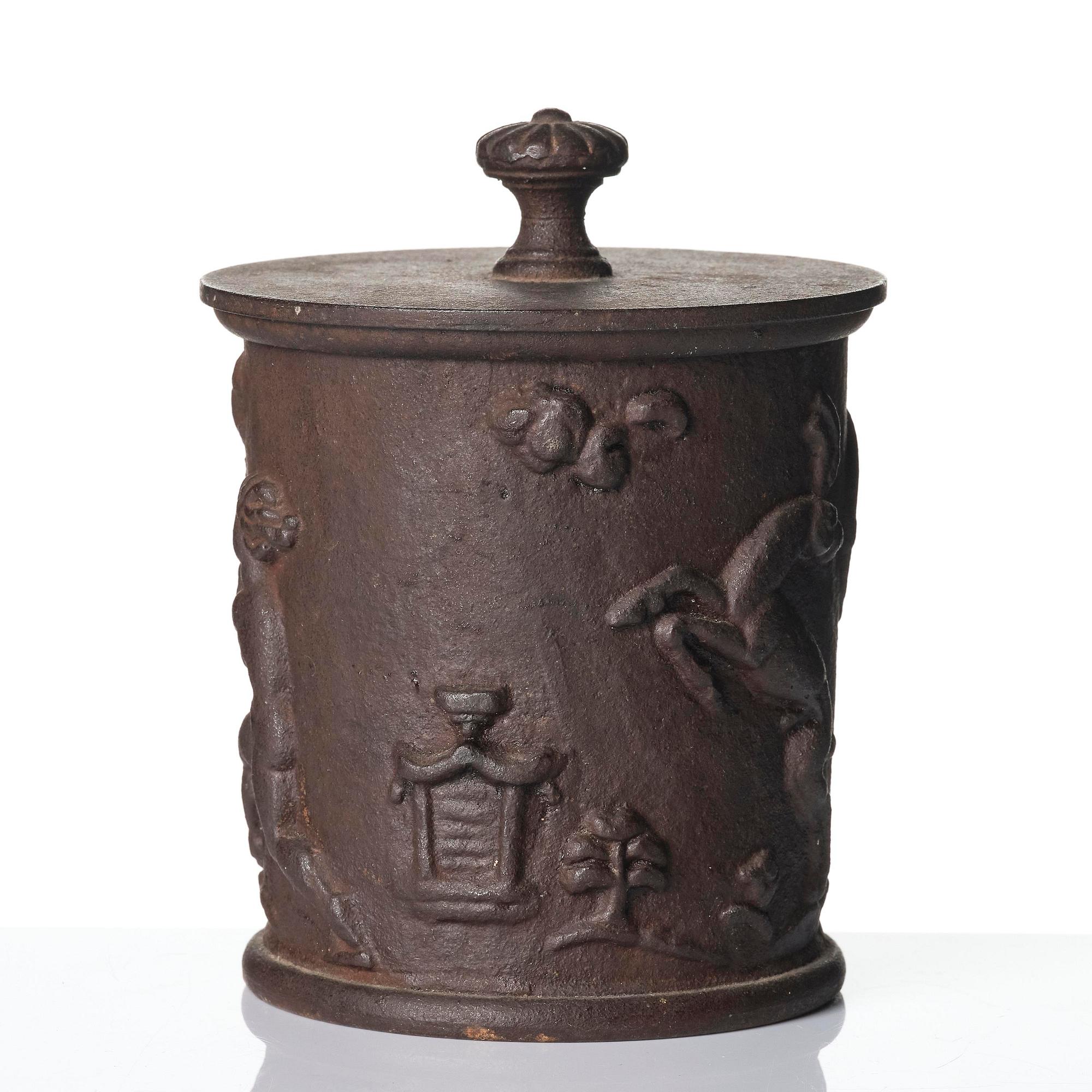 Carl Elmberg, a ”Tobaksburk N:r 1” tobacco jar with lid, Näfveqvarns bruk.