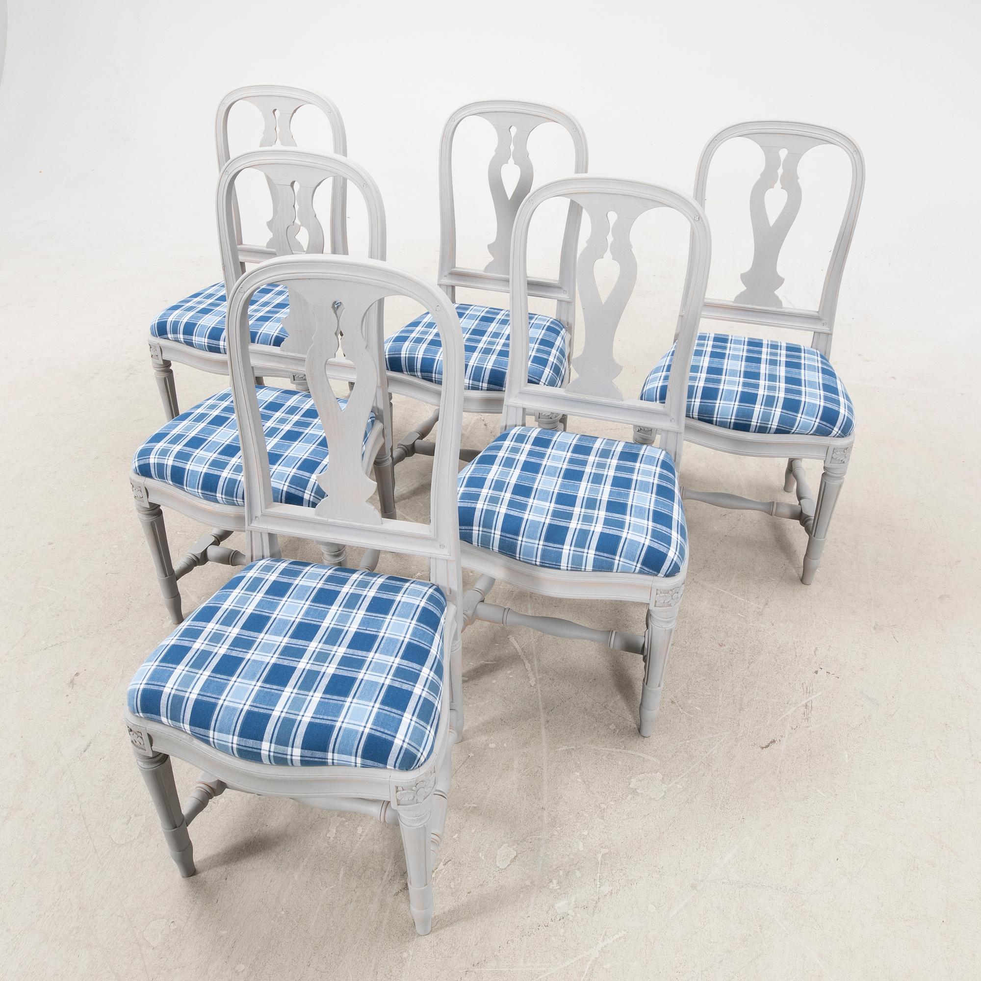 Stolar, 6 st, "Hallunda", IKEA:s 1700-tals serie, 1990-tal.