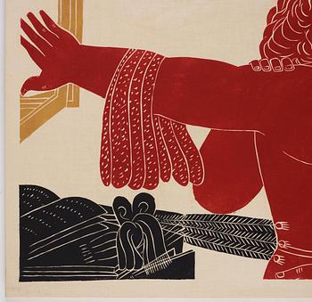 Alexandre Fassianos, Print on textile, Signerad A. Fassianos and numbered E.A.