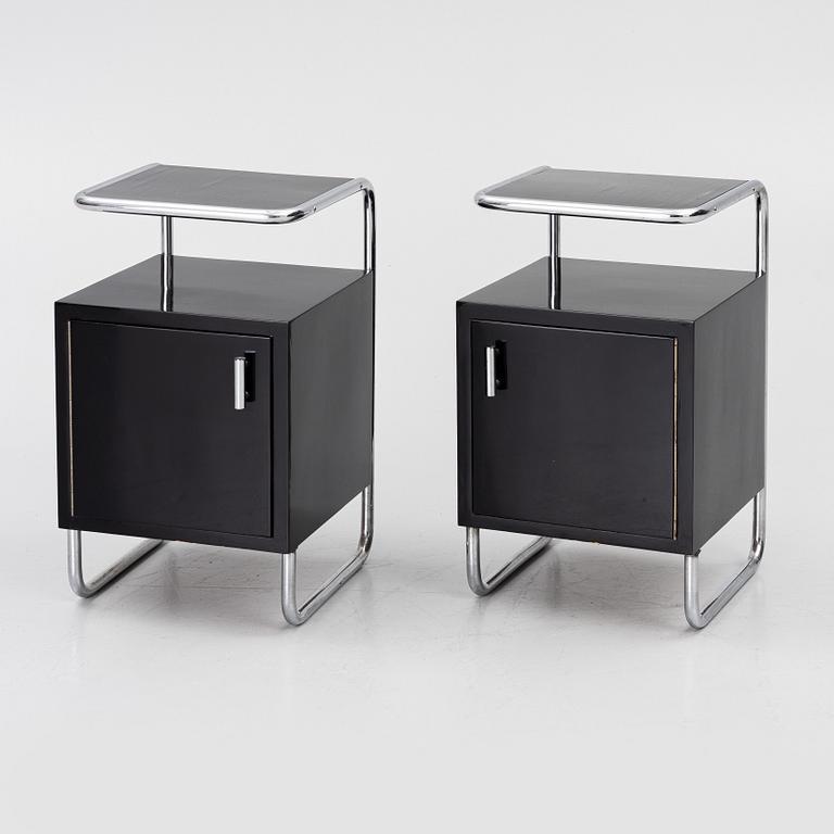 Bedside tables, a pair, Functionalist, 1930s.