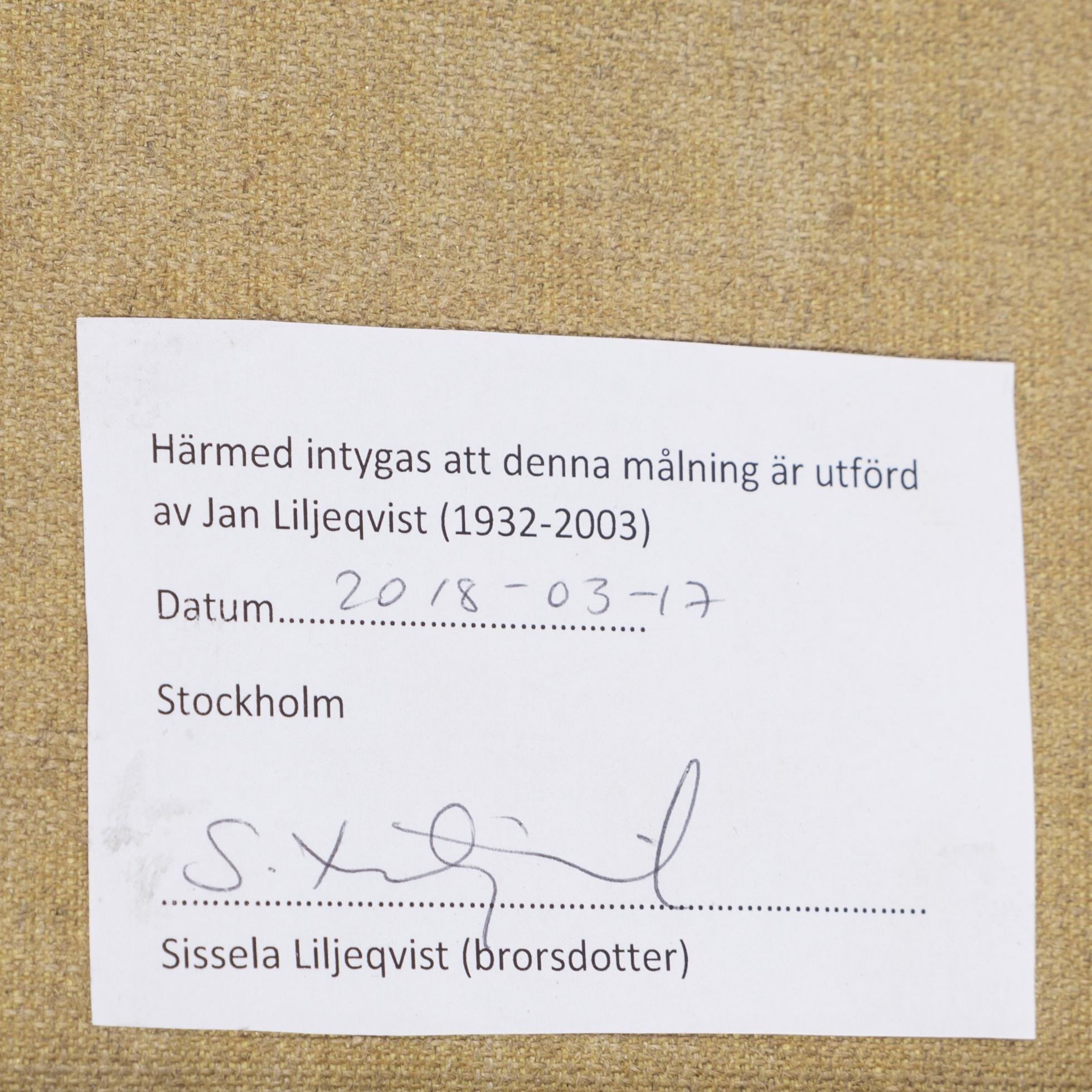 JAN LILJEQVIST, oil on canvas, not signed.