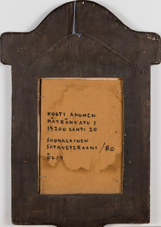 KOSTI AHONEN, oil on board, wooden relief, signed and dated -80.