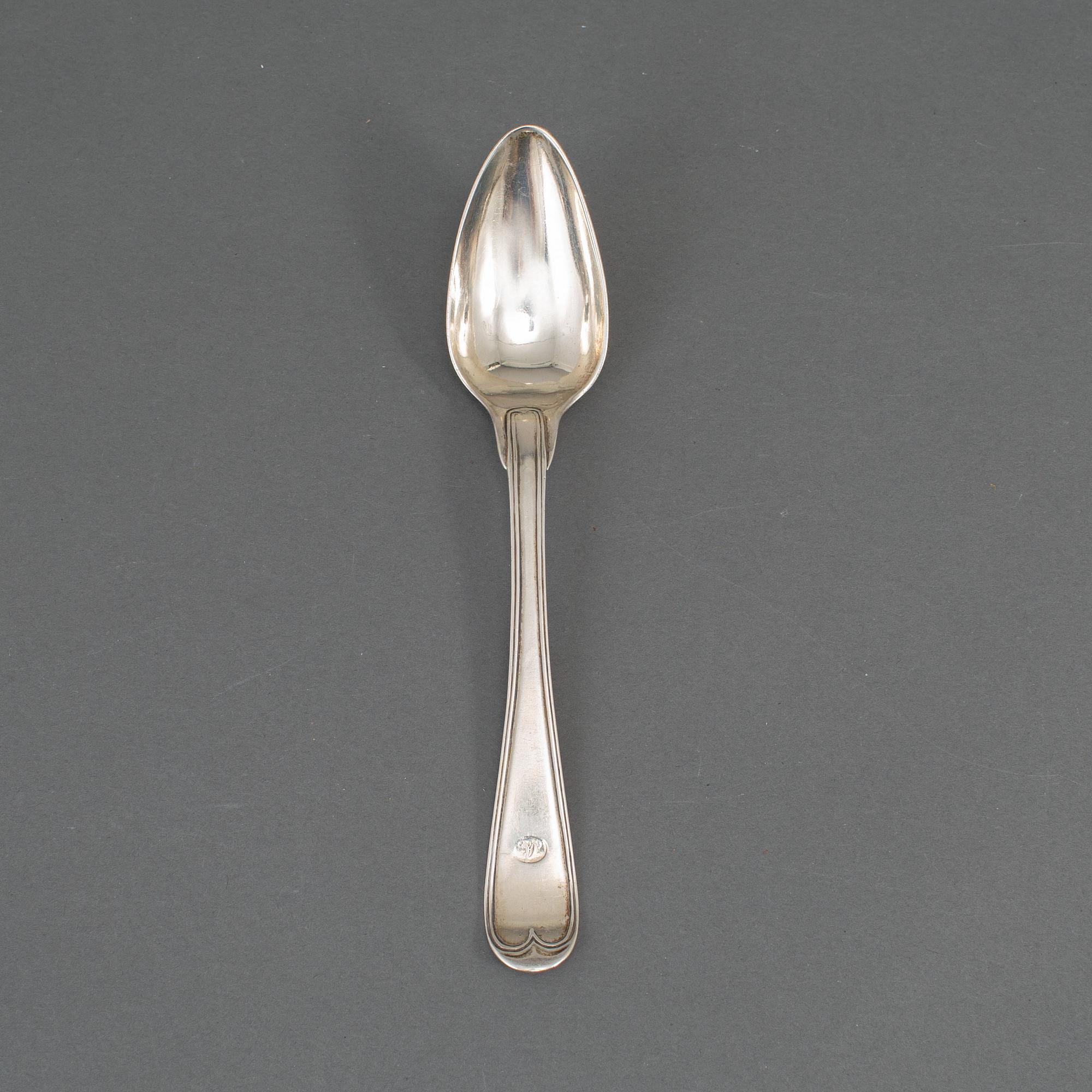 ID Blomsterwall, dessertskedar 12 st, silver, Göteborg 1825.