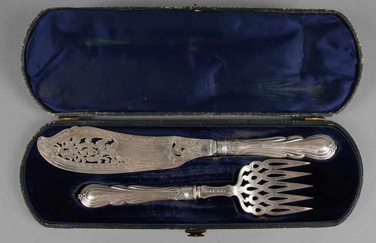 UPPLÄGGNINGSBESTICK, silver, Harrison Bros & Howson, Sheffield 1860-tal. Vikt c:a 270 g.