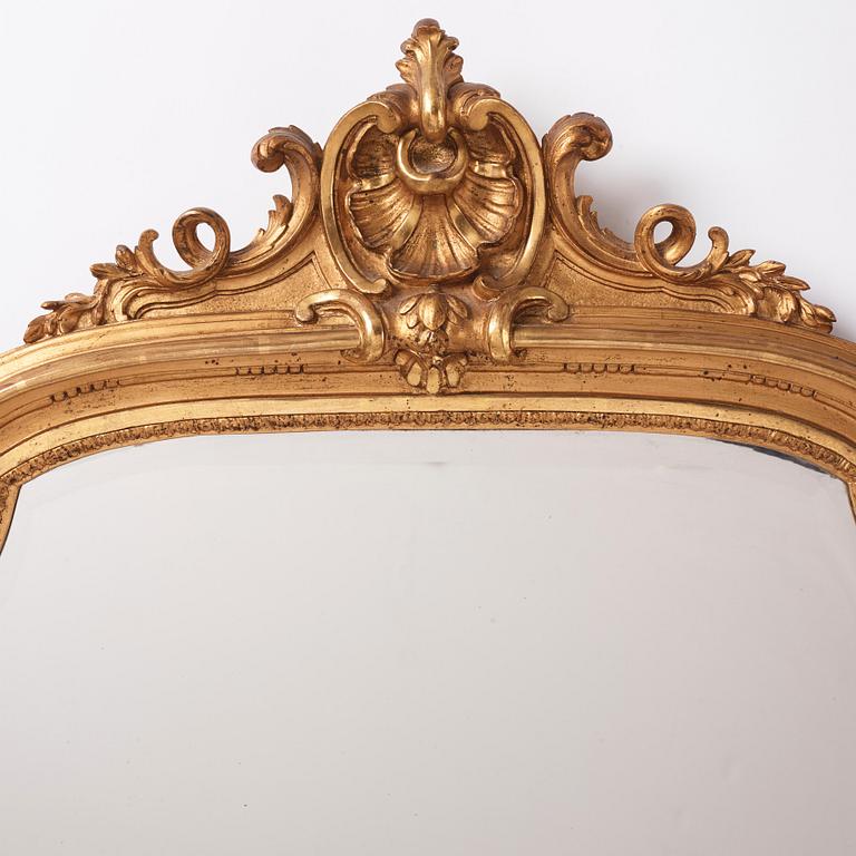 A Swedish Rococo mirror, mid 18th century.