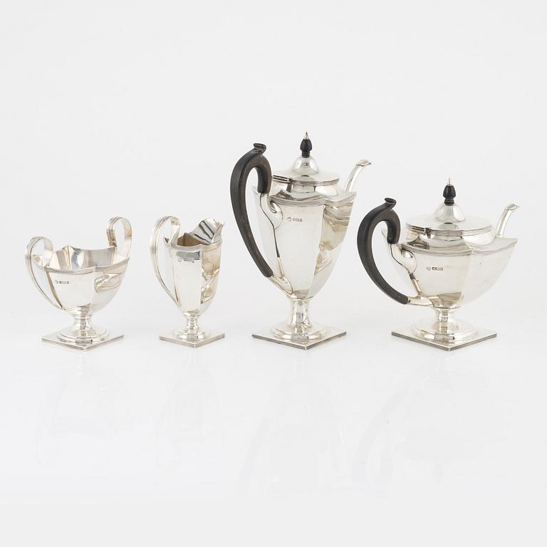 An English Coffee and Tea Service, silver, mark of William Hutton & Sons Ltd, Sheffield 1911 (4 pieces).