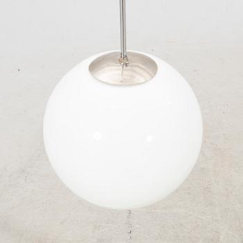 A glass and metal ceiling lamp from the 1940's/50's.