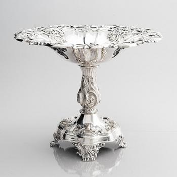 Gustaf Möllenborg, uppsatsskål på fot, silver, Stockholm 1848. Nyrokoko.