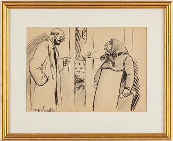ALBERT ENGSTRÖM, ink drawings, 13, signed.